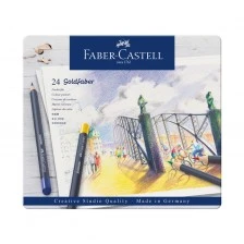 Χρωματιστά μολύβια Faber-Castell Goldfaber, 24 χρωμάτων, σε μεταλλική θήκη
