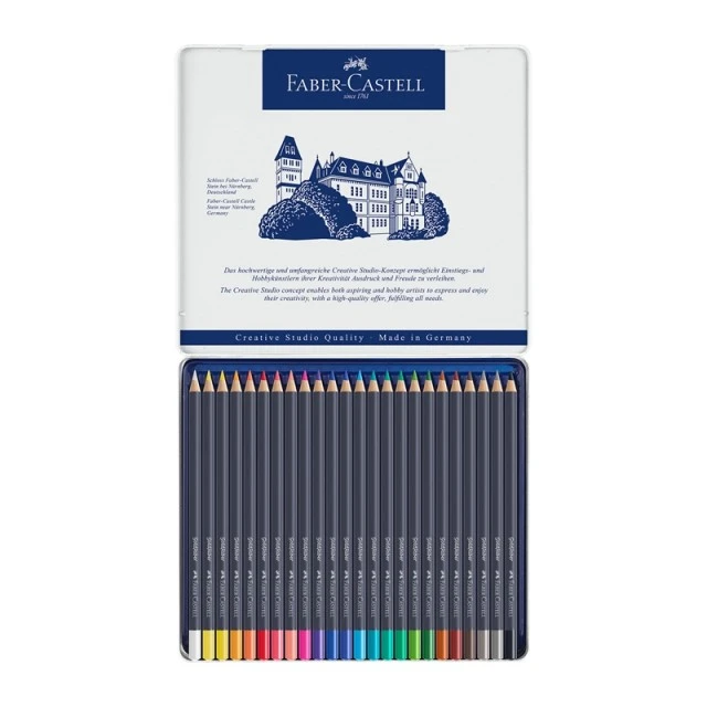 Χρωματιστά μολύβια Faber-Castell Goldfaber, 24 χρωμάτων, σε μεταλλική θήκη