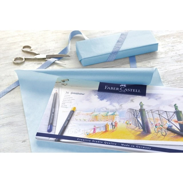 Χρωματιστά μολύβια Faber-Castell Goldfaber, 36 χρωμάτων, σε μεταλλικό κουτί