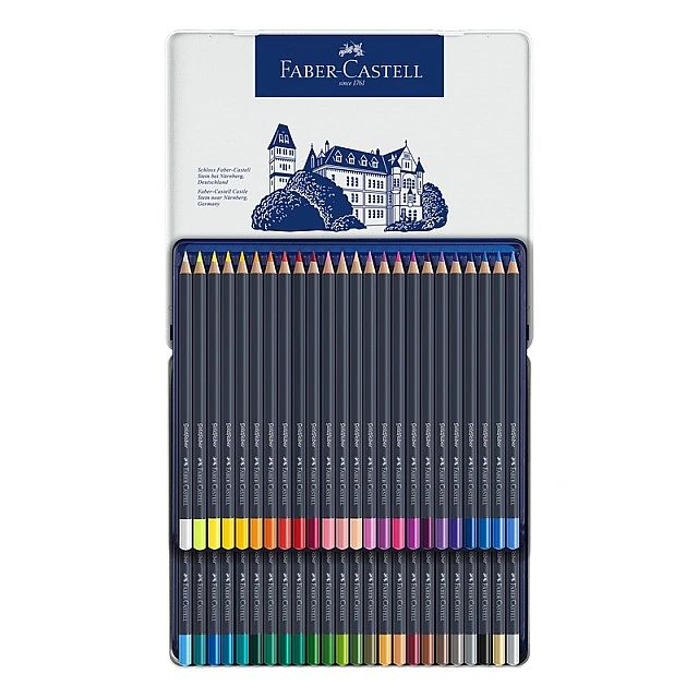Χρωματιστά μολύβια Faber-Castell Goldfaber, 48 χρωμάτων, σε μεταλλικό κουτί