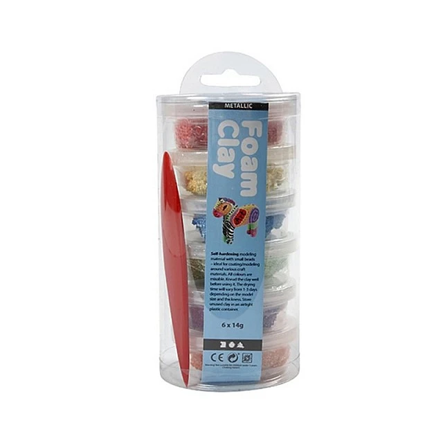 Creativ Company Foam clay, 6 x 14 g, μεταλλικά χρώματα