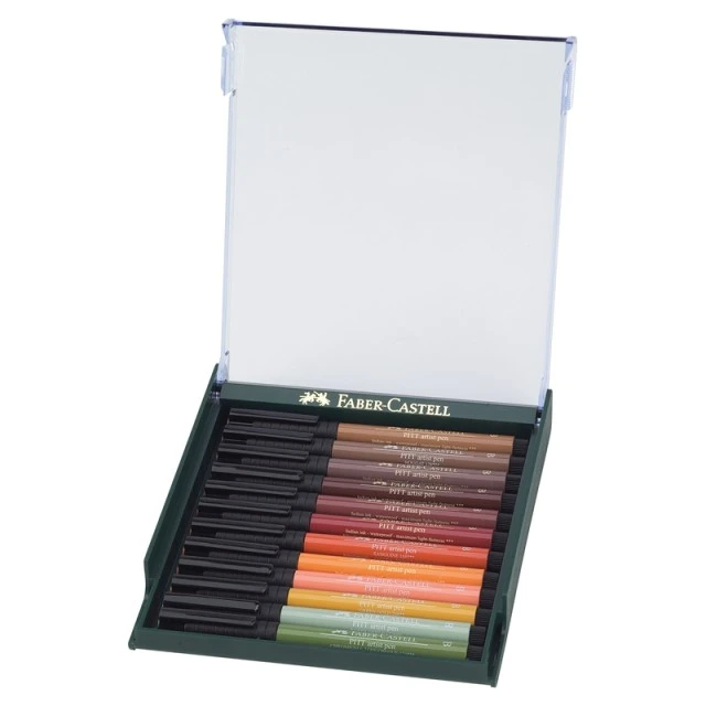 Faber-Castell μαρκαδόροι-πινέλο Pitt Artist Pen Earth, 12 χρώματα