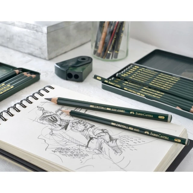 Μολύβι Faber-Castell Castell 9000, μαύρος γραφίτης, σετ για καλλιτέχνες, διαφορετικές σκληρότητες, 12 τεμάχια