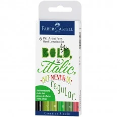 Faber-Castell μαρκαδόρος Pitt Artist, σετ καλλιγραφίας, 6 πράσινα χρώματα