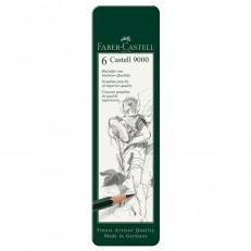 Faber-Castell μολύβια Castell 9000, γραφίτης, 6 τμχ σε μεταλλική κασετίνα