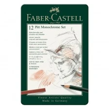 Σετ μολύβι Faber-Castell Pitt Μονόχρωμο, 12 τεμαχίων σε μεταλλικό κουτί