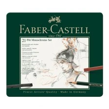 Σετ μολυβιών Faber-Castell Pitt Μονόχρωμο, 21 τεμαχίων σε μεταλλική θήκη