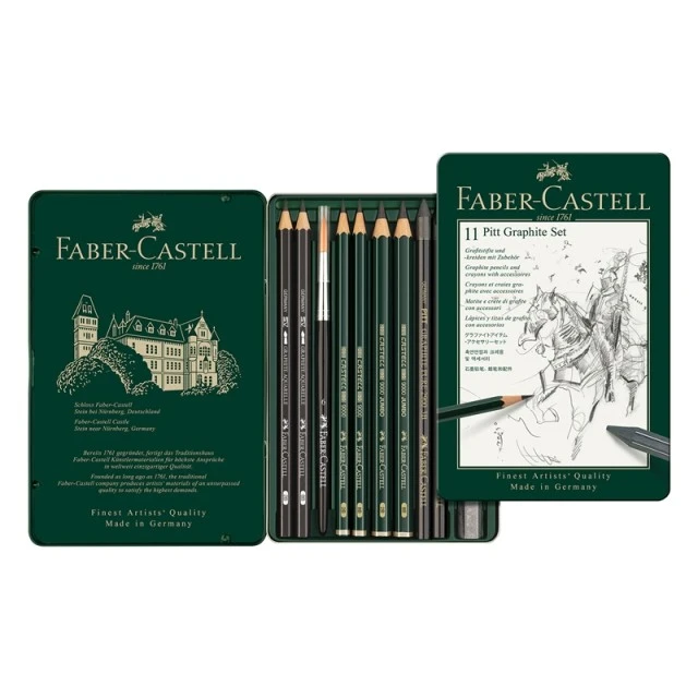 Σετ μολυβιού Faber-Castell Pitt Graphite, 11 τεμαχίων σε μεταλλικό κουτί