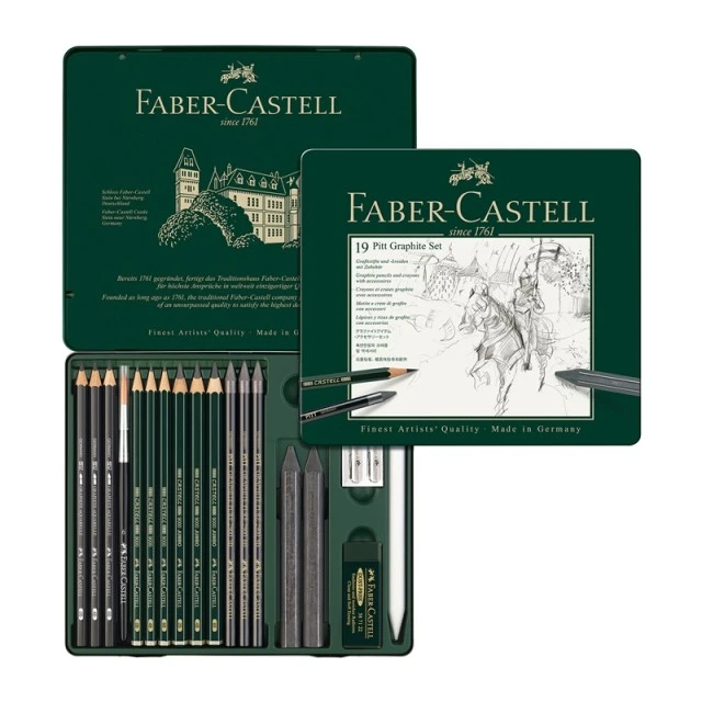 Σετ μολυβιού Faber-Castell Pitt Graphite, 19 τεμαχίων σε μεταλλικό κουτί