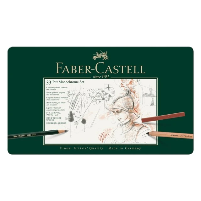 Σετ μολυβιού Faber-Castell Pitt Μονόχρωμο, 33 τεμαχίων σε μεταλλικό κουτί