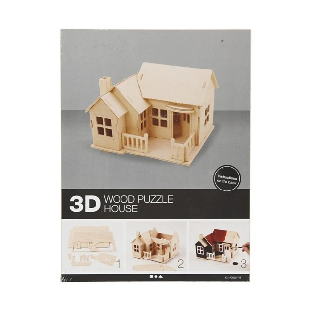 Creativ Company 3D σπίτι για συναρμολόγηση και διακόσμηση με βεράντα, 19 x 17.5 x 15 εκ.