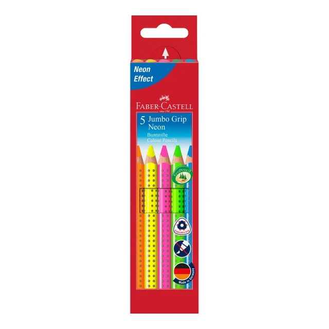 Faber-Castell μολύβια Jumbo Grip, νέον, 5 χρώματα