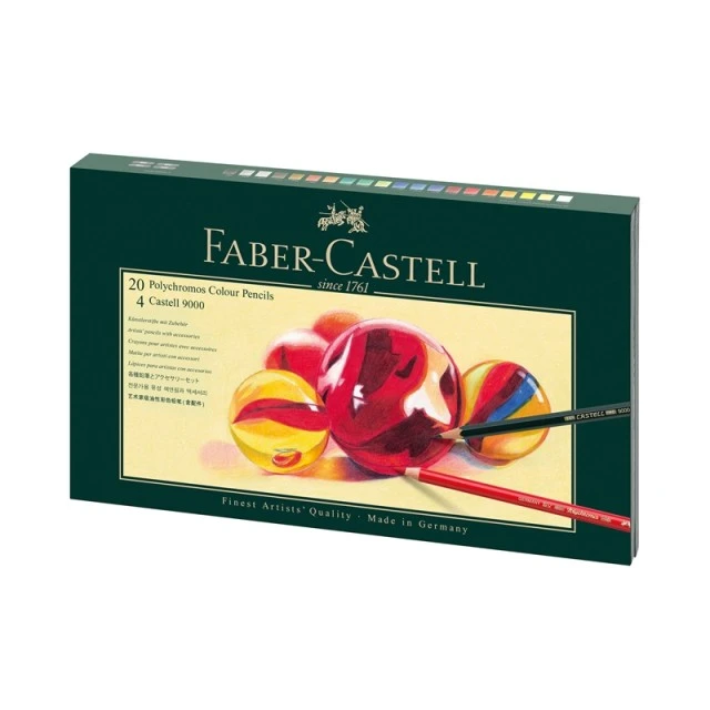 Μολύβια Faber-Castell Polychromos, 20 χρωμάτων, με 4 9000 μολύβια