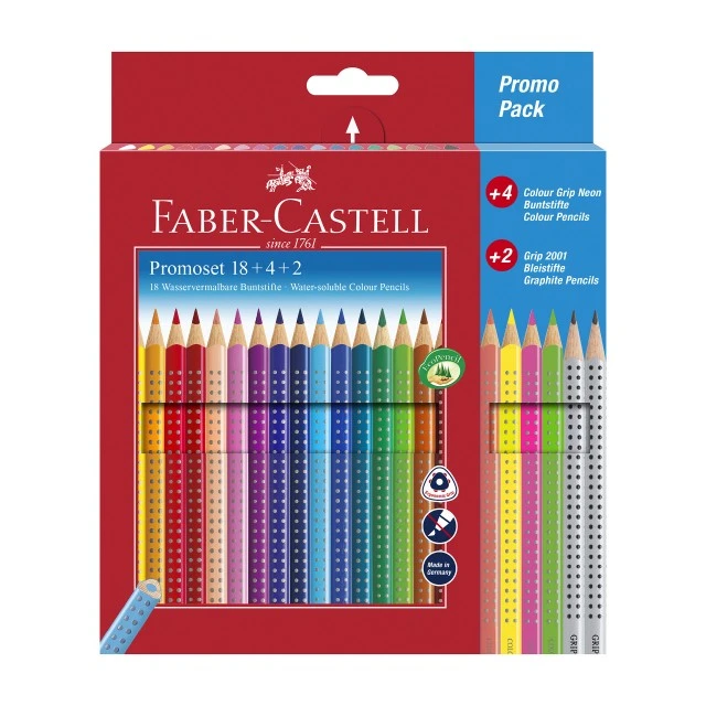 Faber-Castell ακουαρέλα μολύβια Grip 2001, 18 χρωματιστά, 4 νέον, 2 γραφίτες