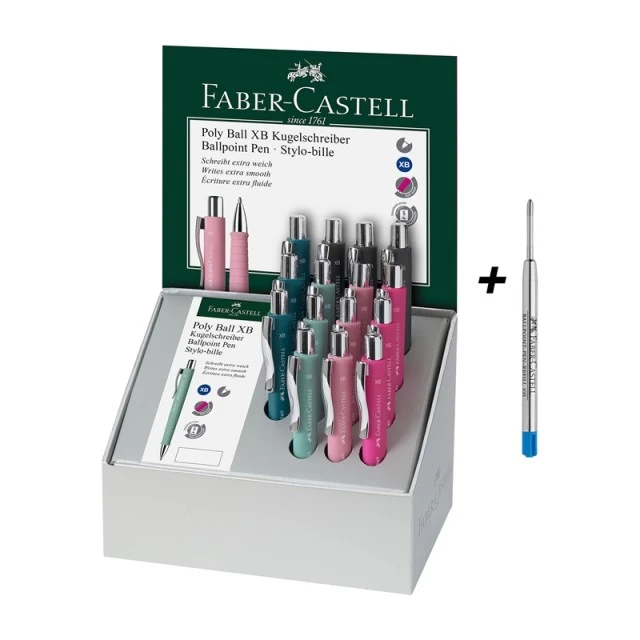 Faber-Castell στυλό Poly Ball XB, αυτόματο, 15 τμχ με 20 ανταλλακτικά