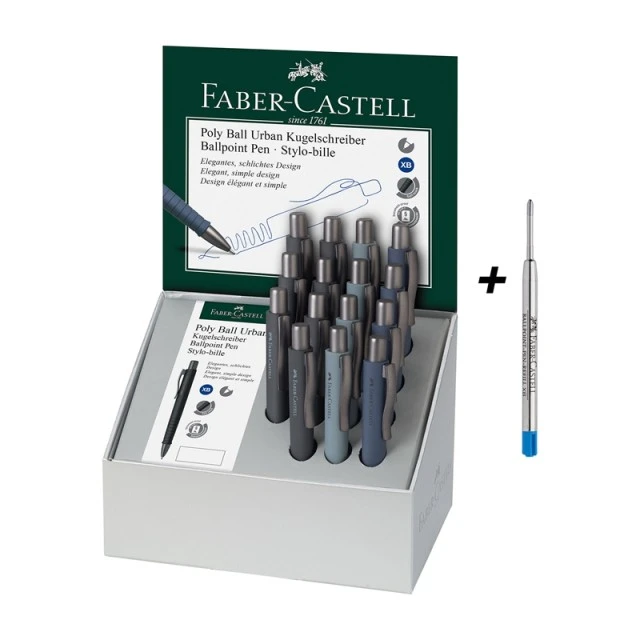 Faber-Castell στυλό Poly Ball Urban, αυτόματο, 15 τμχ με 20 ανταλλακτικά