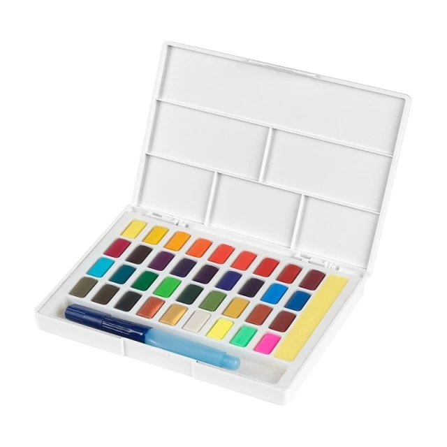Βαφές Faber-Castell Watercolor, σε κουτί - παλέτα, 36 χρωμάτων