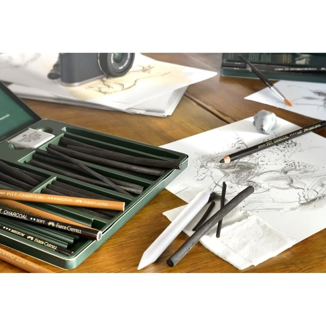 Faber-Castell συμπιεσμένος κάρβουνας σε μολύβι Pitt 2899, μαλακός, 12 τμх
