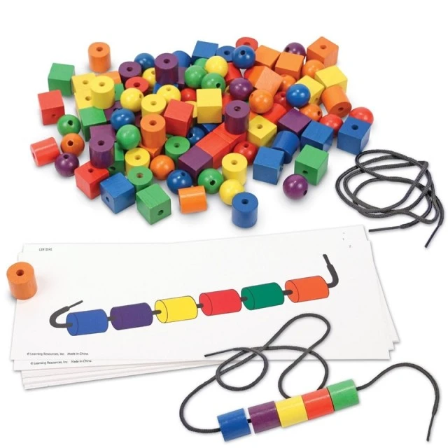 Πόροι εκμάθησης String Beads, Wooden, 108 Count, με 20 ενεργές κάρτες που περιλαμβάνονται