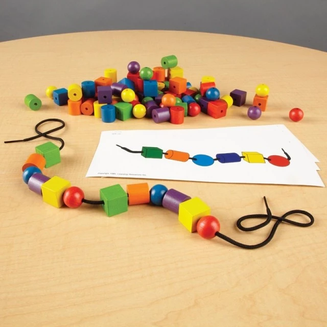 Πόροι εκμάθησης String Beads, Wooden, 108 Count, με 20 ενεργές κάρτες που περιλαμβάνονται