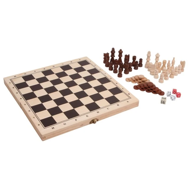 Παιχνίδια Small Foot Ches, τάβλι και ζάρια, 3 σε 1, σε ξύλινο κουτί