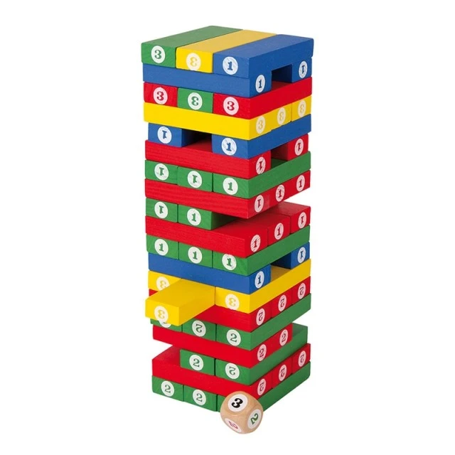 Παιχνίδι Small Foot Jenga, έγχρωμο, με νούμερα, 58 τεμάχια