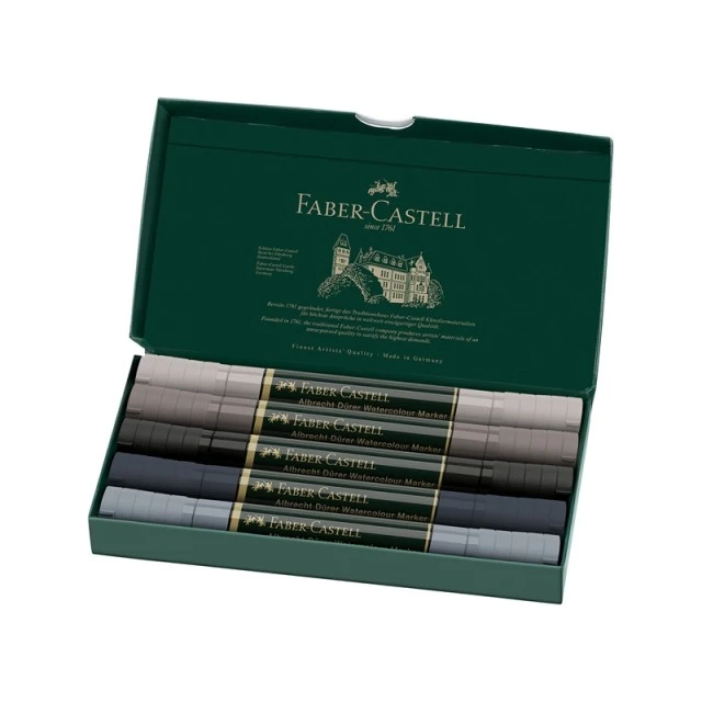 Μαρκαδόρος ακουαρέλας Faber-Castell Albrecht Dürer, 5 χρώματα, γκρι