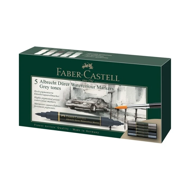 Μαρκαδόρος ακουαρέλας Faber-Castell Albrecht Dürer, 5 χρώματα, γκρι