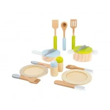 Small Foot παιδικό σετ μαγειρικών σκευών και μαχαιροπήρουνα, ξύλινο, 13 τεμάχια
