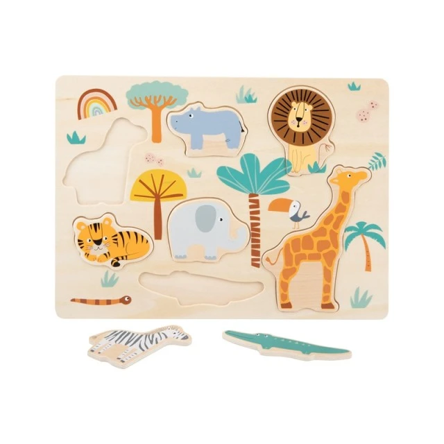 Παζλ Small Foot Safari, για ένθεση, ξύλινο, 7 τεμαχίων