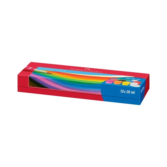 Faber-Castell τέμπερες, 20 ml, 12 χρώματα σε βαζάκια
