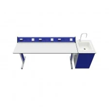 RFG Φοιτητικό τραπέζι Flat, εργαστήριο, 180 x 60 x 75 cm, μπλε-λευκό