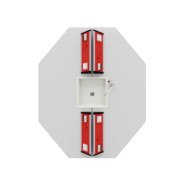 RFG μαθητικό τραπέζι Hexa εργαστηριακό 170 x 140 x 75 cm κόκκινο/λευκό