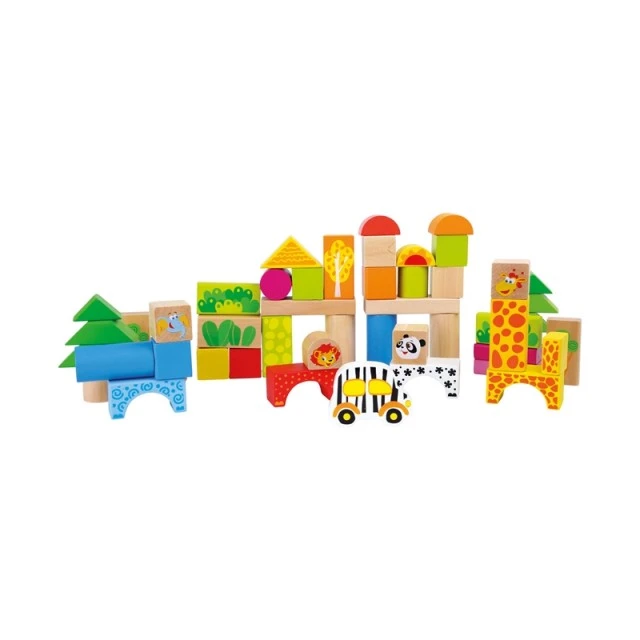 Small Foot ξύλινο οικοδομικό σετ Ζωολογικός κήπος, 50 τεμάχια