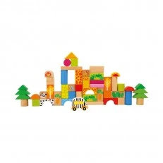 Small Foot Constructor Zoo, ξύλινο, 50 τεμάχια