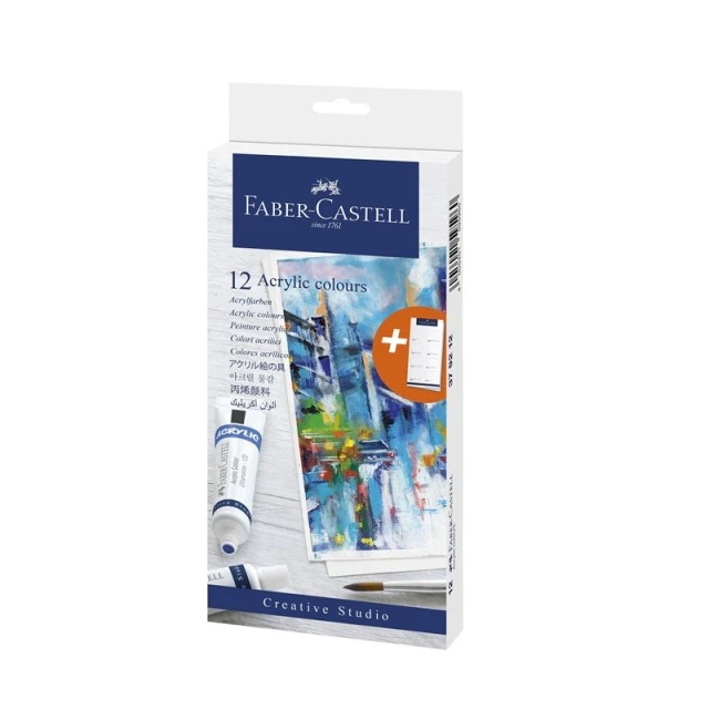 Faber-Castell ακρυλικές μπογιές Creative Studio, 12 χρώματα, 20 ml