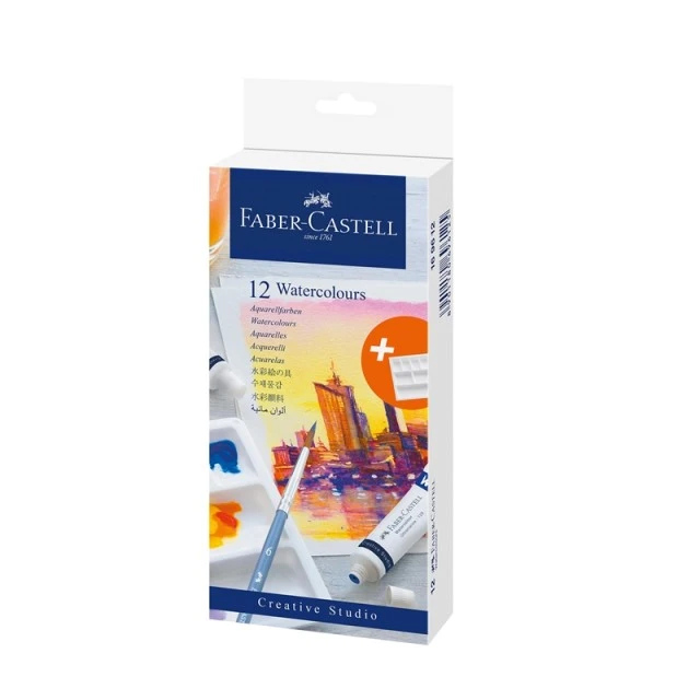 Βαφές Faber-Castell Watercolor Creative Studio, 9 ml, 12 χρωμάτων