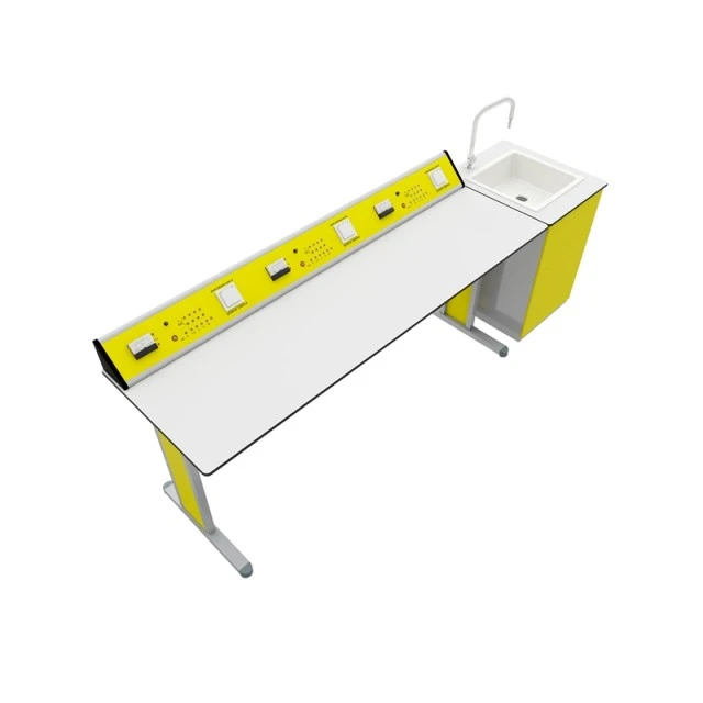 RFG μαθητικό τραπέζι Flat εργαστηριακό 180 x 60 x 75 cm κίτρινο/λευκό