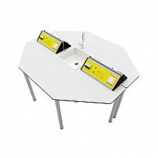 RFG Student τραπέζι Hexa, εργαστήριο, 170 x 140 x 75 cm, κίτρινο-άσπρο