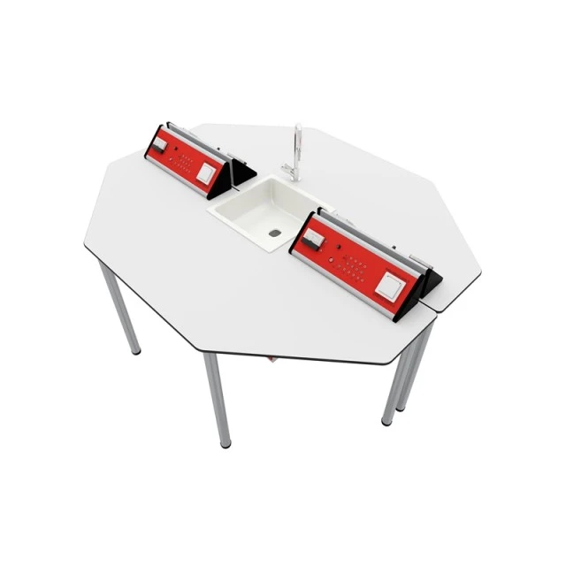 RFG μαθητικό τραπέζι Hexa εργαστηριακό 170 x 140 x 75 cm κόκκινο/λευκό