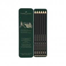 Faber-Castell μολύβια Pitt Graphite Matt, γραφίτης, 6 τμχ σε μεταλλική κασετίνα