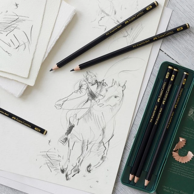 Faber-Castell μολύβια Pitt Graphite Matt, γραφίτης, 6 τμχ σε μεταλλική κασετίνα