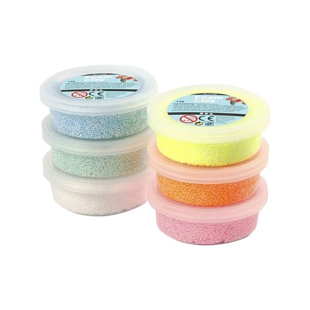 Creativ Company Foam clay, 6 x 14 g, νέον χρώματα