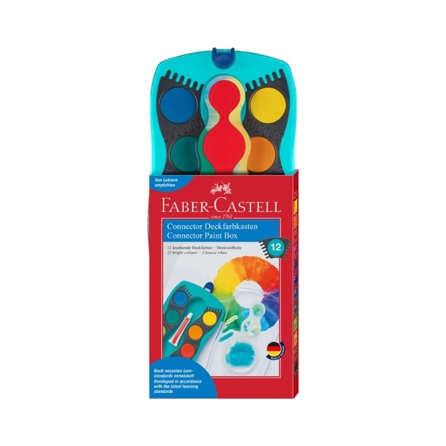 Faber-Castell ακουαρέλα μπογιές Connector, 12 χρώματα, τιρκουάζ παλέτα