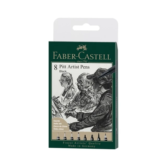 Faber-Castell λεπτογράφοι Pitt XXS, S, F, M, B, C, Fude H, 8 τμχ
