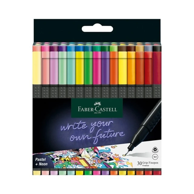 Faber-Castell Grip λεπτογράφος, 0.4 mm, παστέλ και νέον, 5 χρώματα
