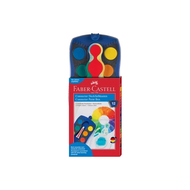 Faber-Castell ακουαρέλα μπογιές Connector, 12 χρώματα, μπλε παλέτα