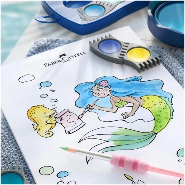 Faber-Castell ακουαρέλα μπογιές Connector, 12 χρώματα, μπλε παλέτα