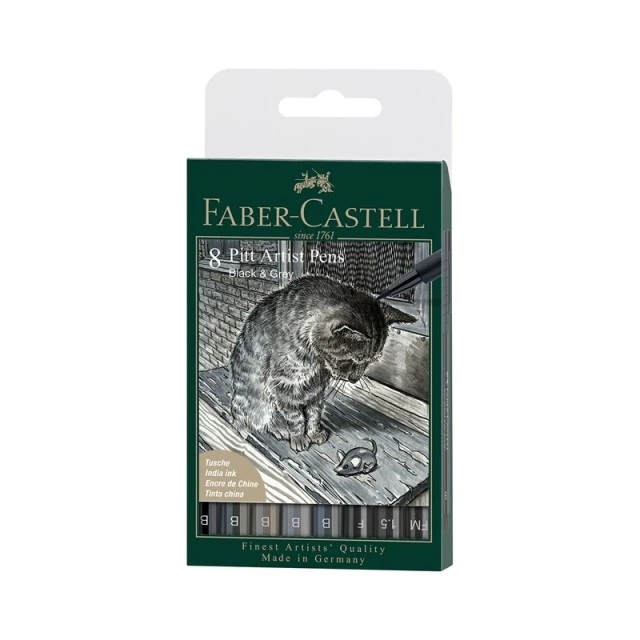 Faber-Castell μαρκαδόροι-πινέλο Pitt Artist, Grey, 8 τμχ
