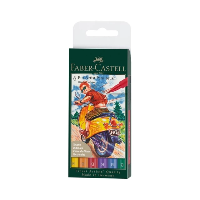 Μαρκαδόρος πινέλου Faber-Castell Pitt Artist, χρωματικός τροχός, 6 τεμάχια